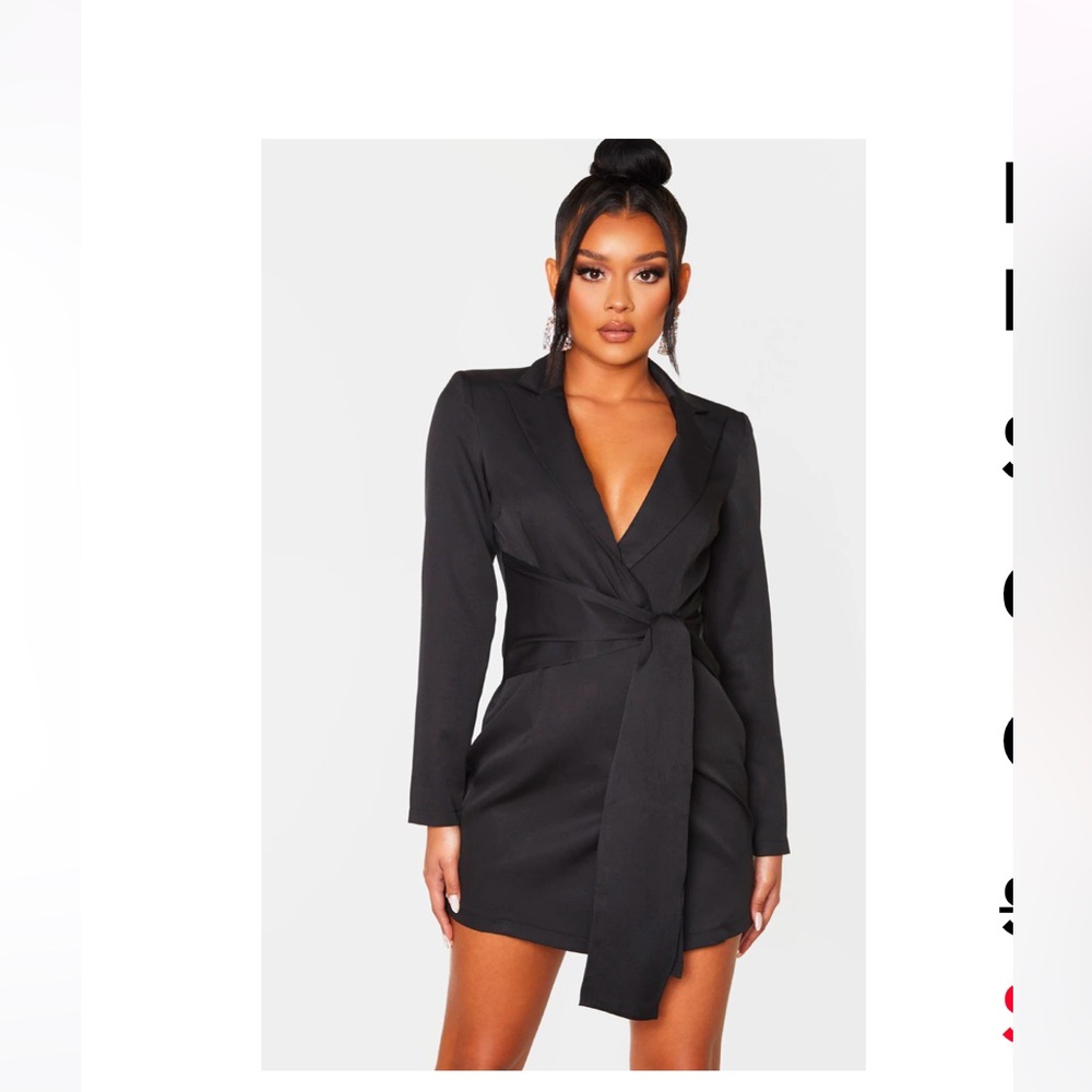PrettyLittleThing Black Wrap Blazer Dress